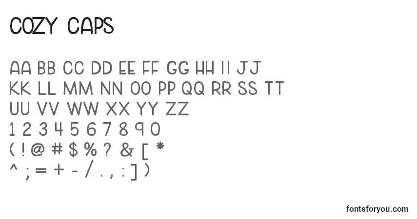 Schriftart Cozy caps (124095) – Alphabet, Zahlen, spezielle Symbole