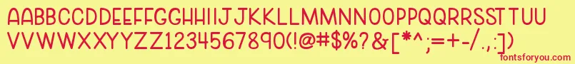 cozy caps Font – Red Fonts on Yellow Background