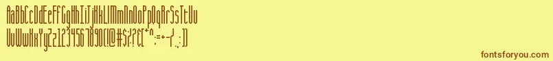 CQ Full Stretch-Schriftart – Braune Schriften auf gelbem Hintergrund