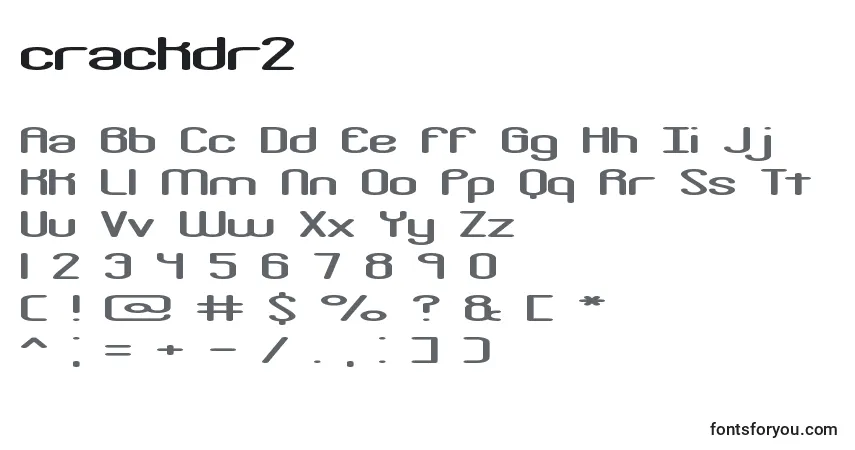Schriftart Crackdr2 (124099) – Alphabet, Zahlen, spezielle Symbole