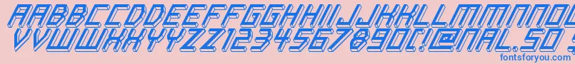 フォントItalicBricks – ピンクの背景に青い文字