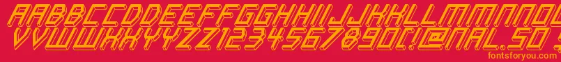 ItalicBricks-Schriftart – Orangefarbene Schriften auf rotem Hintergrund