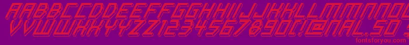 ItalicBricks-Schriftart – Rote Schriften auf violettem Hintergrund