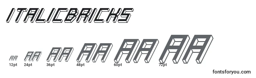 Размеры шрифта ItalicBricks