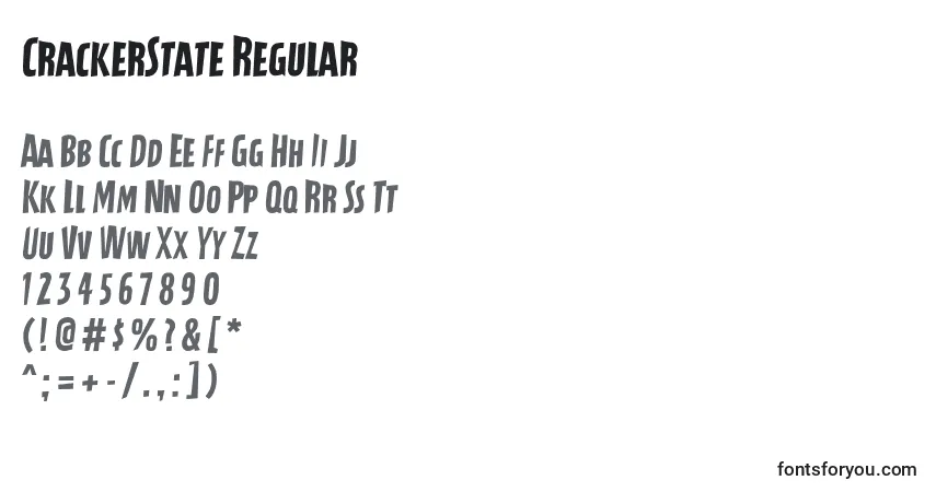 A fonte CrackerState Regular – alfabeto, números, caracteres especiais