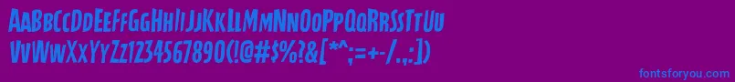 フォントCrackerState Regular – 紫色の背景に青い文字