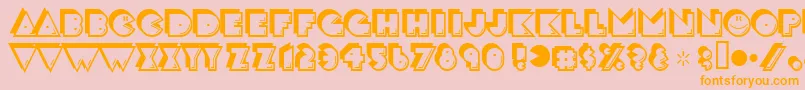 crackman-Schriftart – Orangefarbene Schriften auf rosa Hintergrund