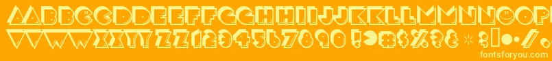 crackman-Schriftart – Gelbe Schriften auf orangefarbenem Hintergrund