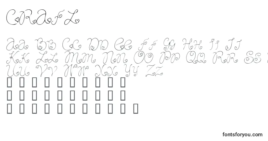 Schriftart CRAFL    – Alphabet, Zahlen, spezielle Symbole
