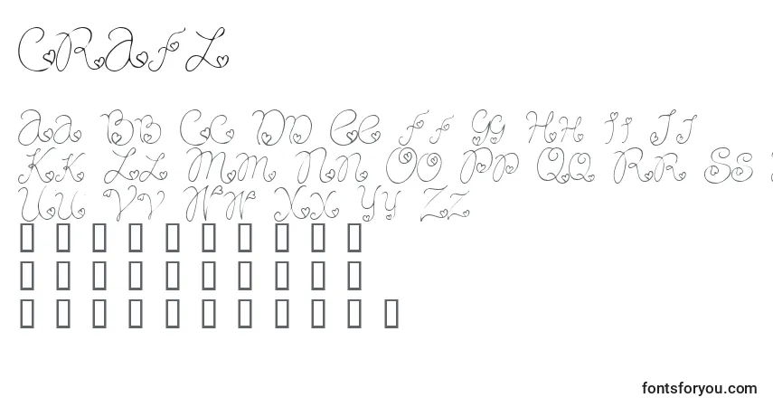 CRAFL   -fontti – aakkoset, numerot, erikoismerkit