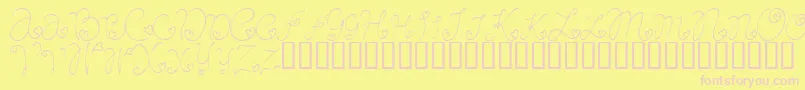 CRAFL   -fontti – vaaleanpunaiset fontit keltaisella taustalla