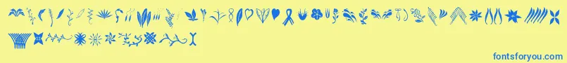 Crafters Flowers Font – Blue Fonts on Yellow Background