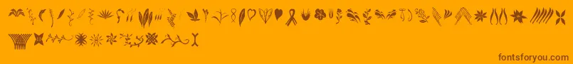 Crafters Flowers-Schriftart – Braune Schriften auf orangefarbenem Hintergrund