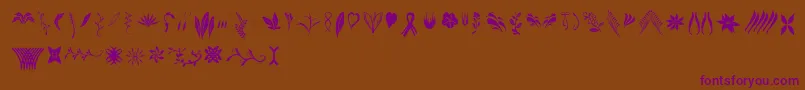 Crafters Flowers Font – Purple Fonts on Brown Background