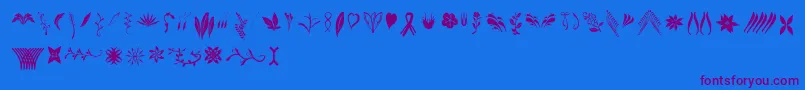 Crafters Flowers Font – Purple Fonts on Blue Background