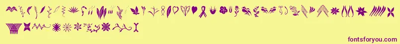 Crafters Flowers Font – Purple Fonts on Yellow Background