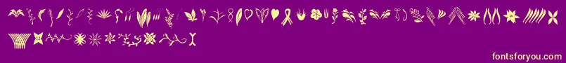 Crafters Flowers Font – Yellow Fonts on Purple Background