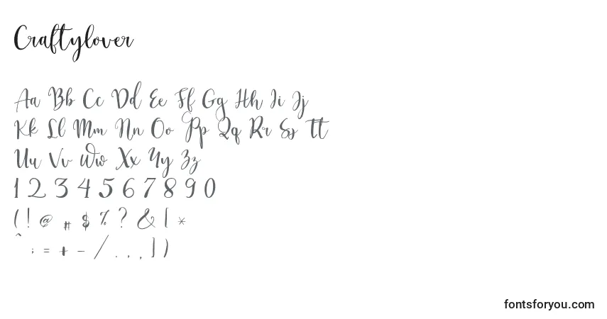 A fonte Craftylover – alfabeto, números, caracteres especiais