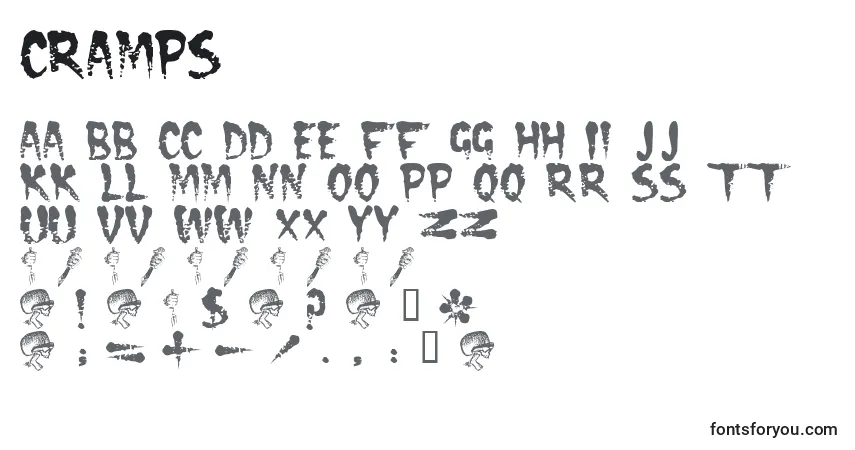Шрифт CRAMPS   (124112) – алфавит, цифры, специальные символы