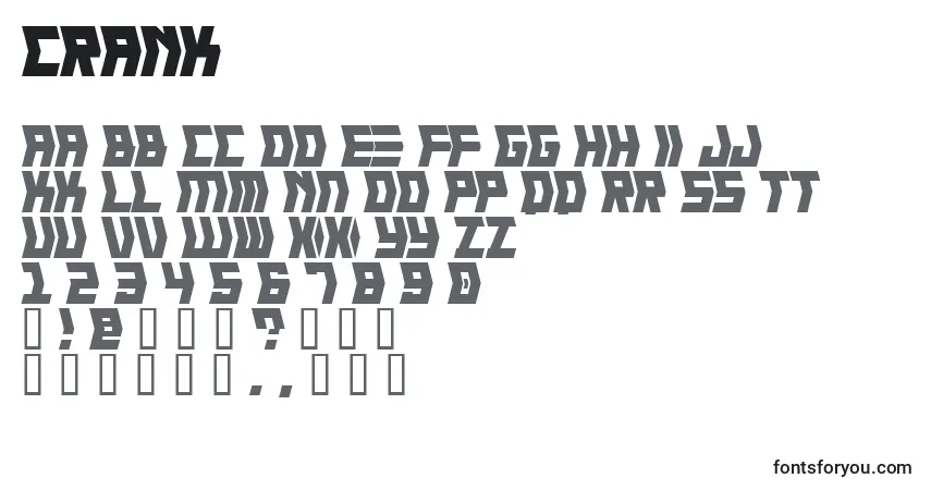 Schriftart CRANK    (124115) – Alphabet, Zahlen, spezielle Symbole