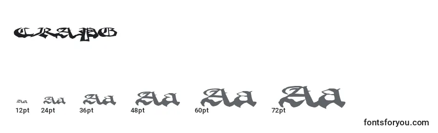 Размеры шрифта CRAPG    (124117)