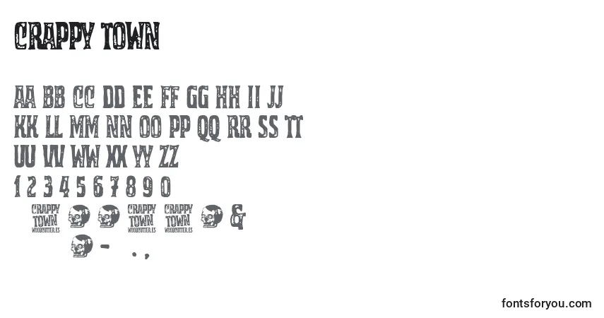 Шрифт Crappy Town – алфавит, цифры, специальные символы