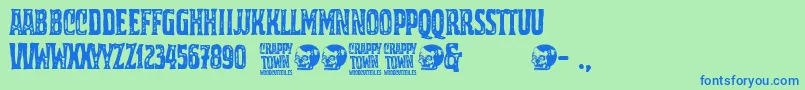 Crappy Town Font – Blue Fonts on Green Background