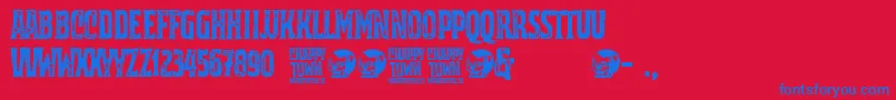 Crappy Town Font – Blue Fonts on Red Background