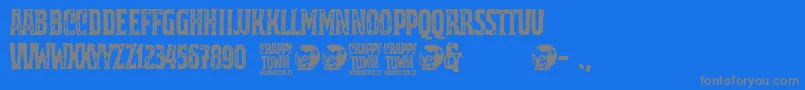 Crappy Town Font – Gray Fonts on Blue Background