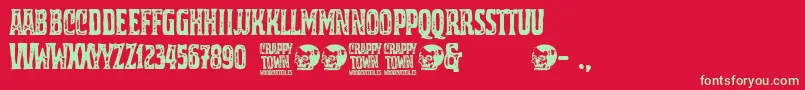 Crappy Town-fontti – vihreät fontit punaisella taustalla