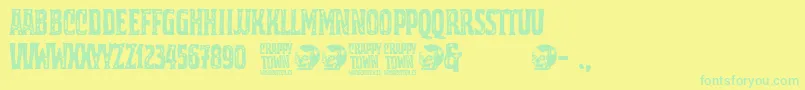 Crappy Town-fontti – vihreät fontit keltaisella taustalla