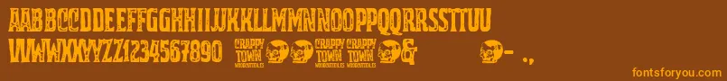 More about Crappy Town Font Crappy Town Font – Orange Fonts on Brown Background