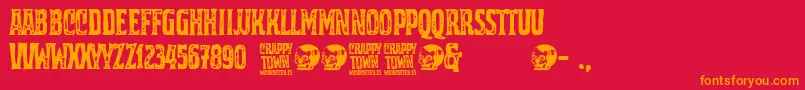 Crappy Town Font – Orange Fonts on Red Background