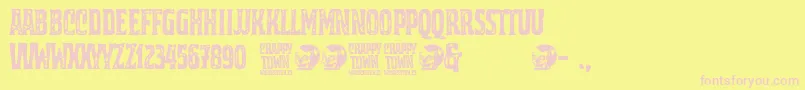 Crappy Town-fontti – vaaleanpunaiset fontit keltaisella taustalla