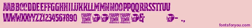 Crappy Town-fontti – violetit fontit vaaleanpunaisella taustalla