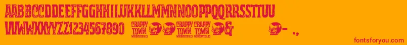 フォントCrappy Town – オレンジの背景に赤い文字