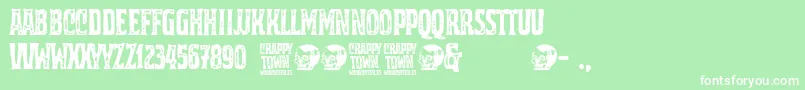 Crappy Town Font – White Fonts on Green Background