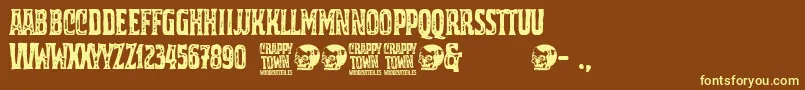 Crappy Town-fontti – keltaiset fontit ruskealla taustalla