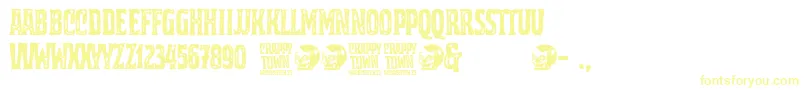 Czcionka Crappy Town – żółte czcionki na białym tle