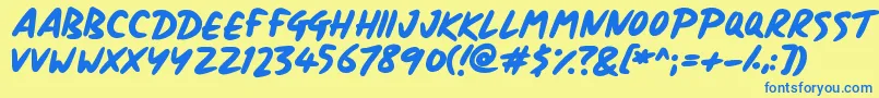 フォントSignboard – 青い文字が黄色の背景にあります。