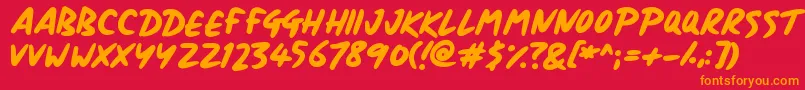 フォントSignboard – 赤い背景にオレンジの文字