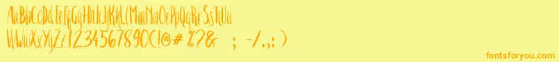 フォントCrash One – オレンジの文字が黄色の背景にあります。