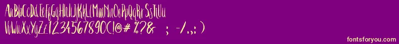 Fonte Crash One – fontes amarelas em um fundo roxo