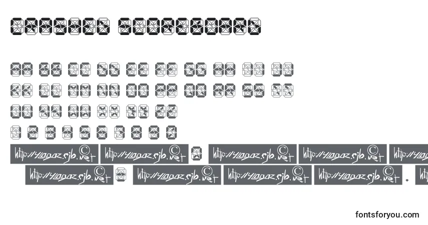 A fonte Crashed Scoreboard – alfabeto, números, caracteres especiais
