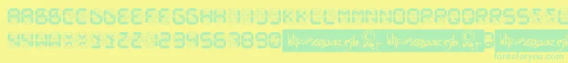 Czcionka Crashed Scoreboard – zielone czcionki na żółtym tle