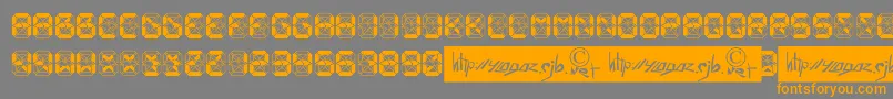 Weitere Informationen zur Crashed Scoreboard-Schriftart Crashed Scoreboard-Schriftart – Orangefarbene Schriften auf grauem Hintergrund
