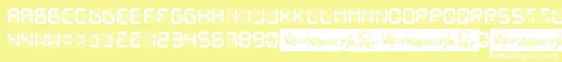 Шрифт Crashed Scoreboard – белые шрифты на жёлтом фоне