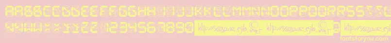 Crashed Scoreboard-Schriftart – Gelbe Schriften auf rosa Hintergrund