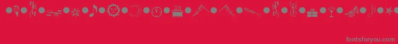フォントPartiesMt – 赤い背景に灰色の文字