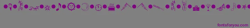 フォントPartiesMt – 紫色のフォント、灰色の背景